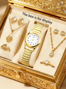 Women's Quartz Analog Watch, Elegant Design with Sparkling Jewelry, Casual Style, Zinc Alloy Case, All Seasons Wear, Includes Batteries, Elegant Fashion Watch