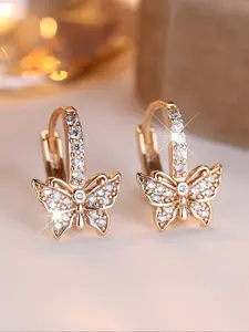 Women's Elegant Leaf Sunflower Earrings, Synthetic Zirconia Copper Chain, All-Season Classic Jewelry Gift