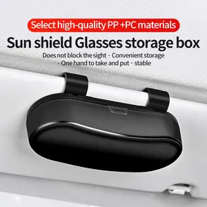 Car glasses case, sun visor, sunglasses clip, multifunctional car organizer creative glasses storage box, buckle type non-destructive installation, essential for driving [three color optional]