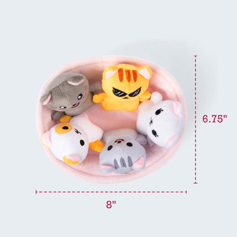 Emotional Support Kitties by Relatable – Valentine Plush Stuffed Animals, Cute Valentines Day Gift, Includes 5 Plushies with Basket