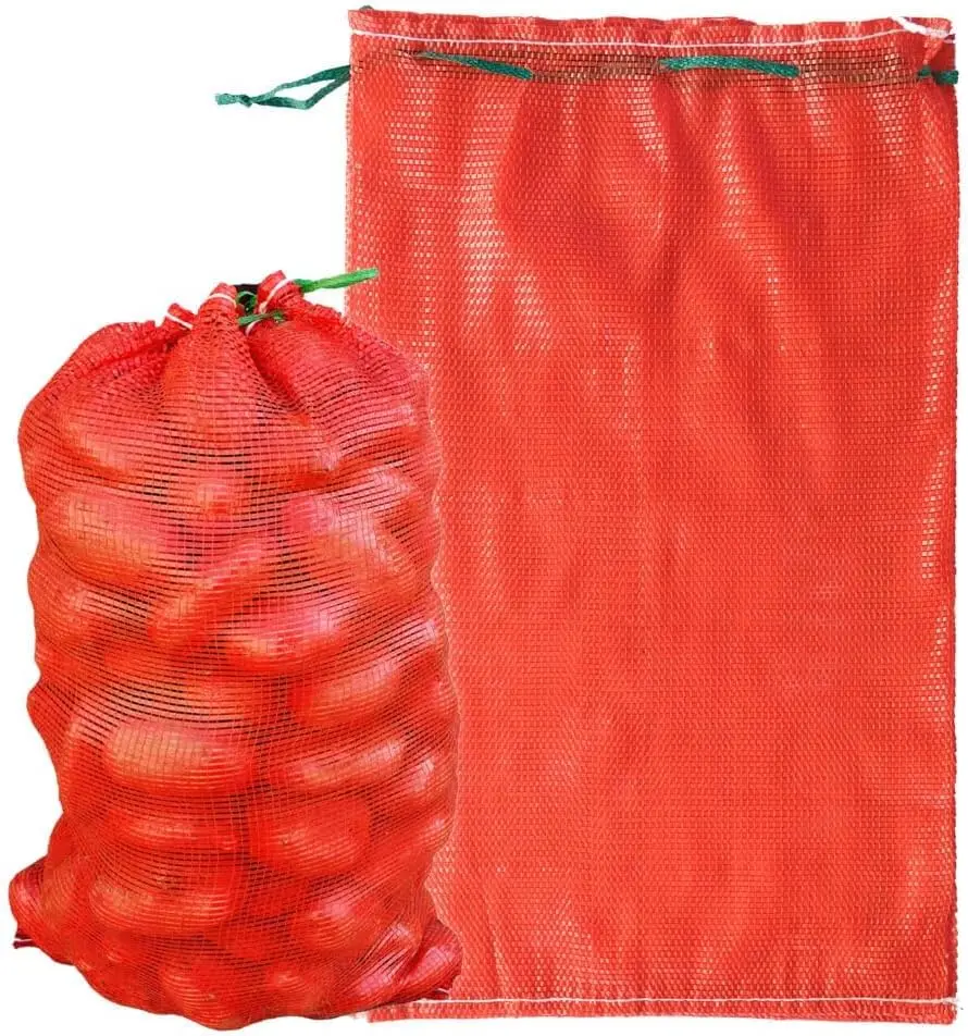Extra Large Mesh Produce Bags 60 lbs Reusable Onion Sacks Vegetable Storage Bags Washable Net Bag 21” x 32” for Onion Potato Firewood Crawfish, Pack of 10