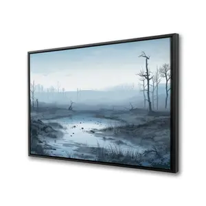 212 MAIN White Framed Wall Art Photo Print, 24x36 in. Artistic Nature Landscape Decoration, Swampy Lands Room Home Decor Piece