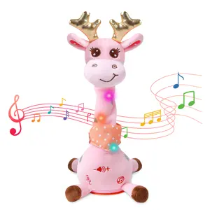Talking Giraffe Stuffed Toys, Volume Adjustment Dancing Singing Animal Light Up Toys Repeat What You Say Valentine's Day Gifts