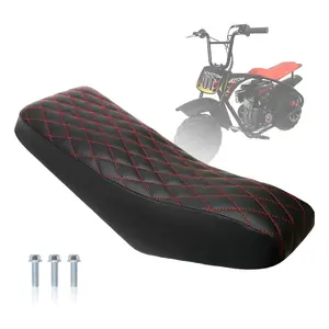 JMCHstore Diamond Stitch Retro Mini Bike Seat with Red Thread for Motovox MBX10, for Mototec 105cc Mini Bike