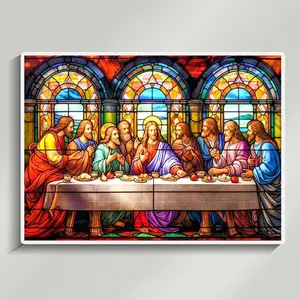 5D DIY Diamond Painting Jesus Last Supper Full Round/Square Rhinestone Diamond Embroidery Cross Stitch Kit, Home Wall Decoration, Perfect Gift for Handmade Lovers