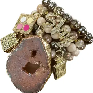 Slay beaded charm bracelet stack