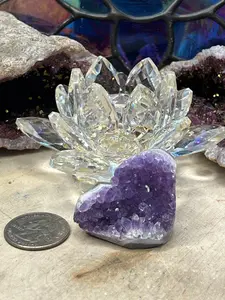 Small Amethyst Geode Hearts Sparkly Crystal Heart for Altars & Sacred Spaces 1.30-1.59" Size 0.7-2 oz Weight