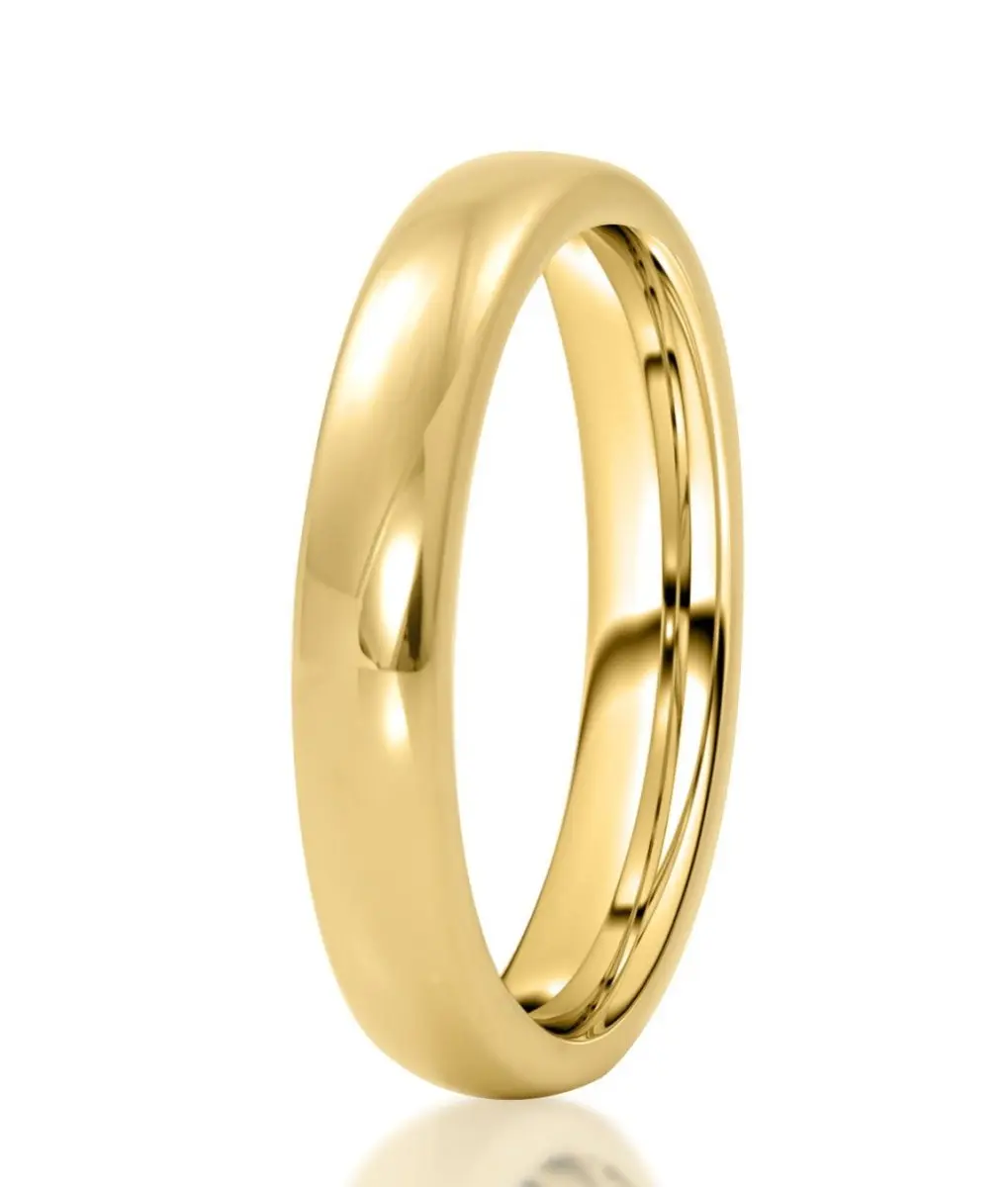Men's Tungsten Carbide Wedding Ring - 4mm Width Classic "The Shepherd" Guiding Light Jewelry Accessory for Male Adults' Birthday, Anniversary, Mens Wedding Bands, Polished Finish, Modern, Round, Shepherd Series, Domed Shape