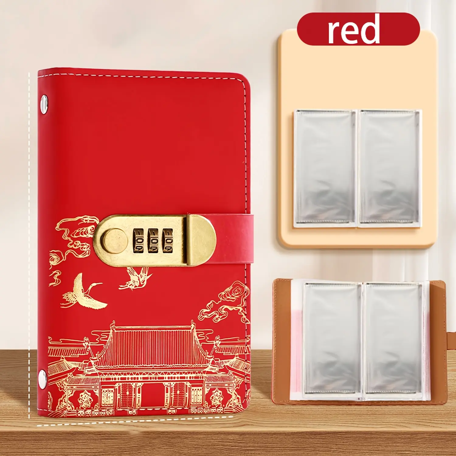 Lockable A6 Personal Organiser - 3-Ring Bound Notebook with Password Lock, 100 Pages Rectangular Office Stationery for Cash, Photo Storage & Document Organization