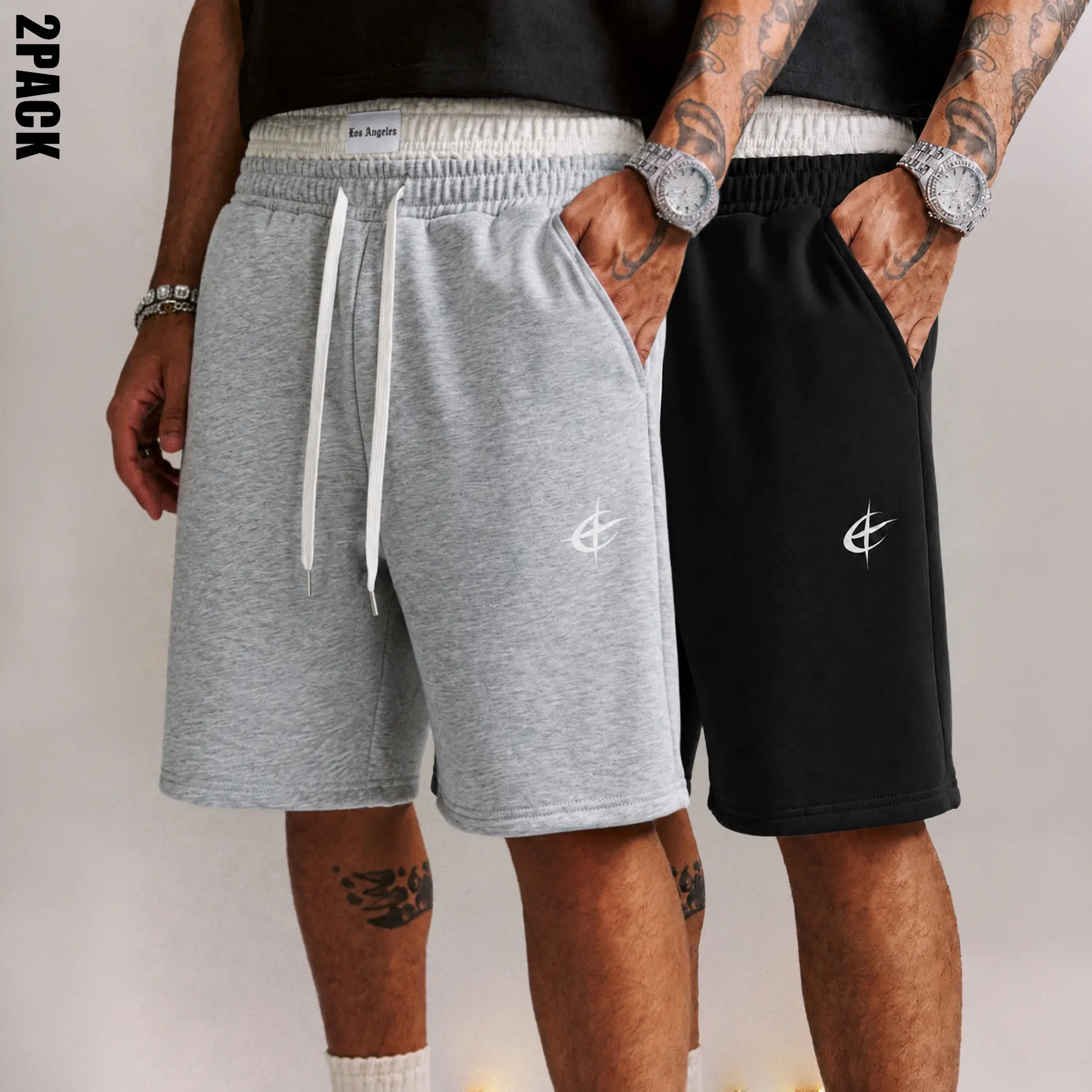 Men's Double Waistband Shorts 2 Pack Relaxed Athletic Drawstring Shorts for Men with Clean Logo Detail Soft Knit Lounge Fit Casual Summer Streetwear Shorts Layered Waistband Everyday Fit Essential Look,four-way,stretch,,Breathable,v,solid,col,,mens,print,