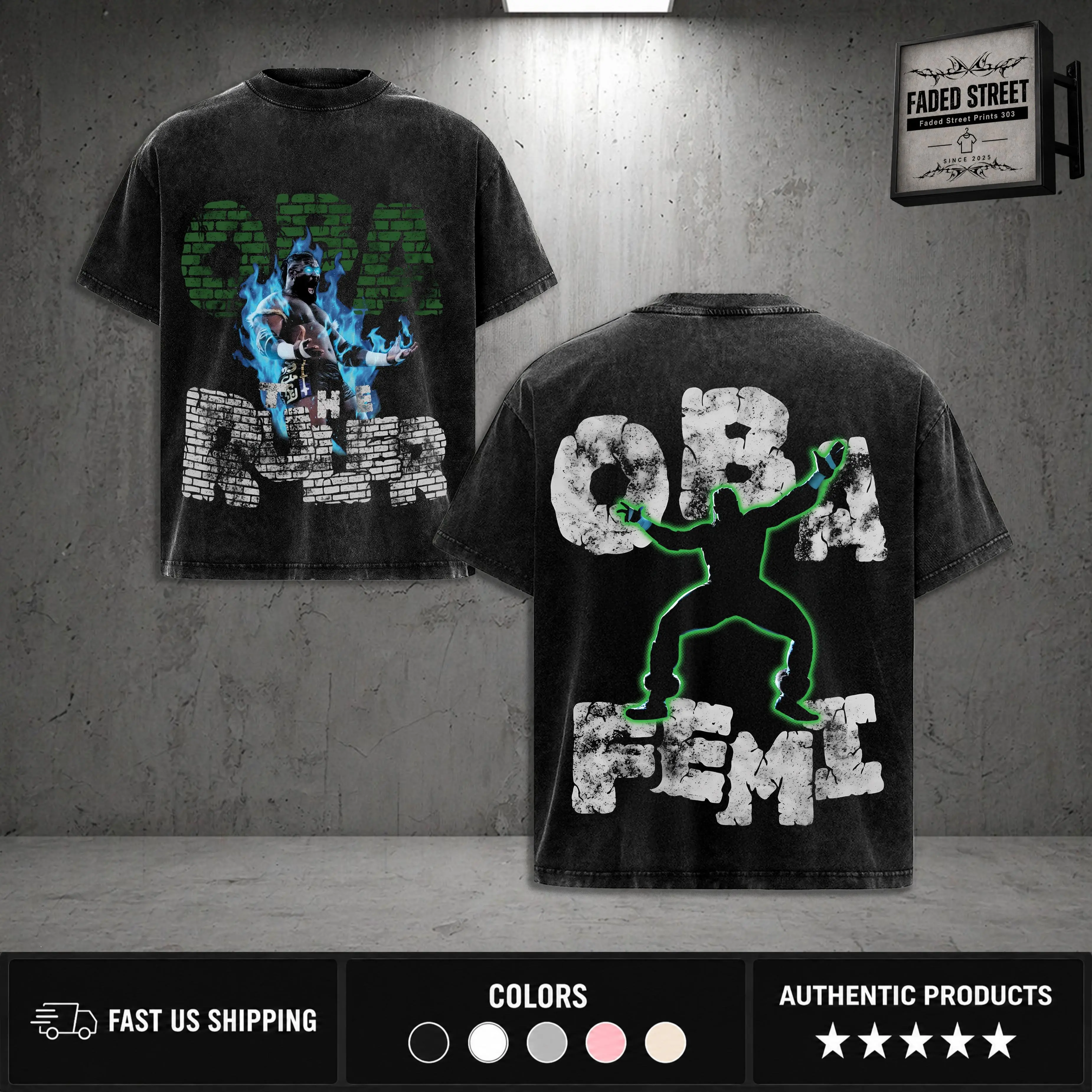 OBA FEMI V2 WASHED TEE, Wrestling Graphic Tee, Wrestler Shirt, Sports Shirt, Vintage Wresting Shirt, Wrestling Gift tshirts Menswear Top