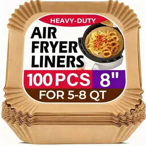 50pcs Air Fryer Parchment Paper 8 Inch Unbleached Perforated Sheet Nonstick Liner for Meats, Chips or Cookies Baking Supplies Bakeware - Utensils Disposable