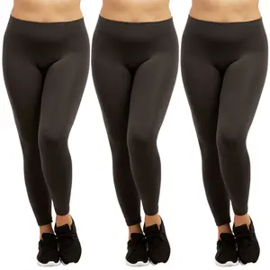 3 Pack Women' Fleece Leggings Plus Size High Waist Seamless No See-Through Workout Running Yoga Pants Tummy Control Warm Spring Fall Winter Activewear