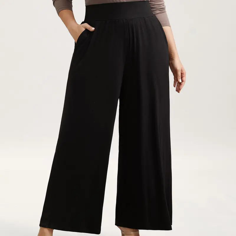 BloomChic Stretchy Waist Straight-Leg Pants 【M-6XL】