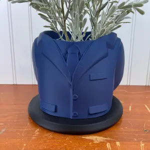 Suit Coat Planter Pot, Indoor Tabletop Planter, Men’s Suit Flower Pot, Opening Diameter 4.5in wide