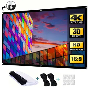 【TikTok Shop Black Friday】Projector Screen, 100 inch 16:9 4K HD Projection Screen, Wrinkle-Free & Portable Outdoor Movie Screen for Home Theater Backyard Cinema