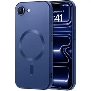 Magnetic for iPhone 16E SE4 7 8Plus SE2 SE3Case [Compatible with Magsafe] [Full Camera Protection] Cute Slim Protective Shockproof Bumper Soft Silicone Matte Metallic Lustre Phone Case
