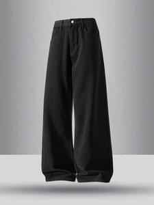 men's solid wide leg jeans, loose casual comfy minimalist denim trousers for daily wear, woven plain bottoms for all seasons, jeans for men, cotton, loose straight leg menswear, baggy jeans, saggy pants, oversized, streetwear