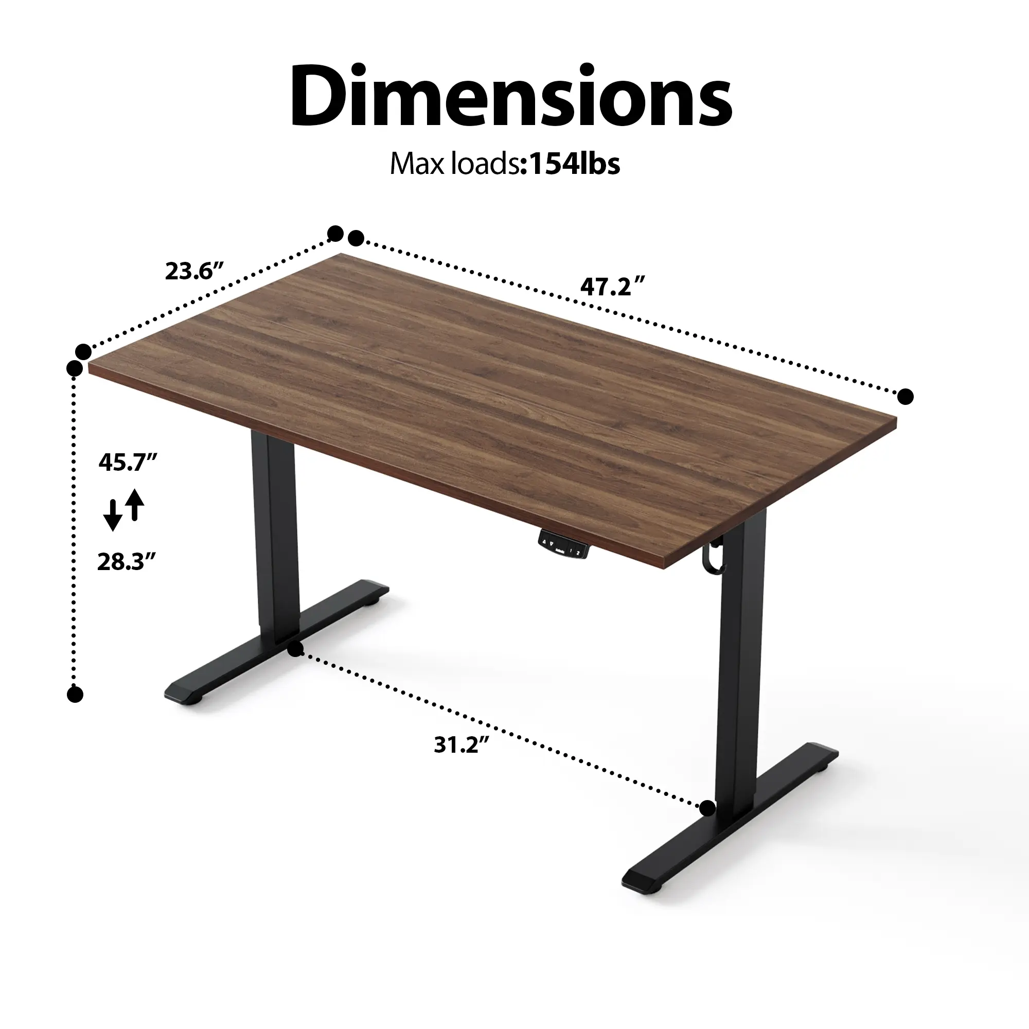 47.2 x 23.6" Dark Walnut