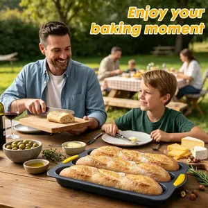 1 piece of silicone baking tray with three slot long bread strips, odorless and heat-resistant material, multi grid honeycomb breathable integrated design, non stick and easy to clean, home DIY baking, parent-child handmade