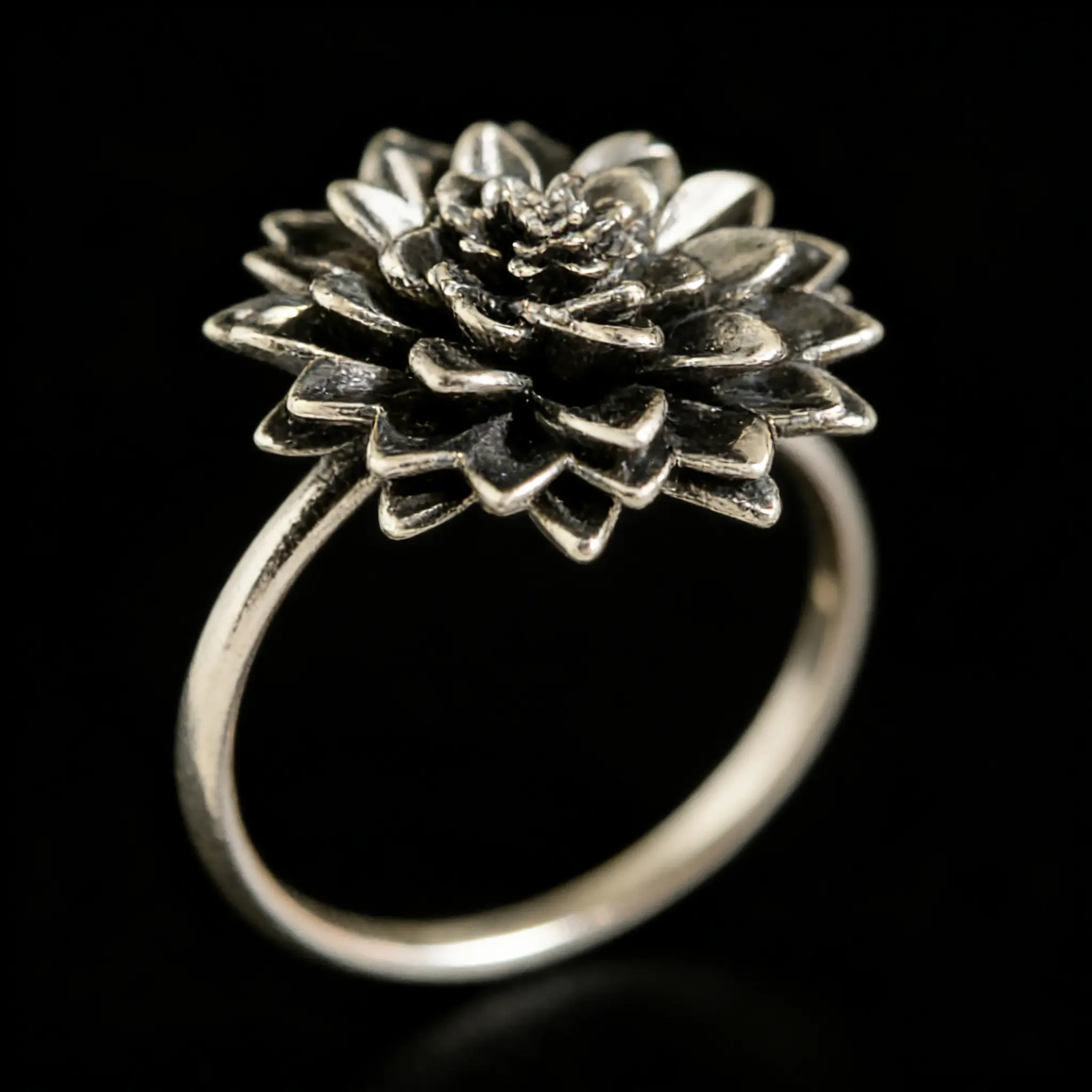 Vintage Dahlia Ring - Bohemian 3D Relief Plant Costume Jewelry, Nature-Inspired Exquisite Texture Accessory, Meaningful Gifts for Her