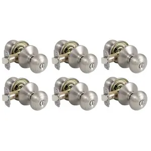 Defiant Hartford Satin Nickel Bed/Bath Door Knob Contractor Pack (6-Pack) 32TGX