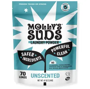 Molly's Suds Original Laundry Detergent Powder | Clean Laundry Detergent Powder for Sensitive Skin | Simple, Effective Ingredients, Stain Fighting | 70 Loads (Unscented)