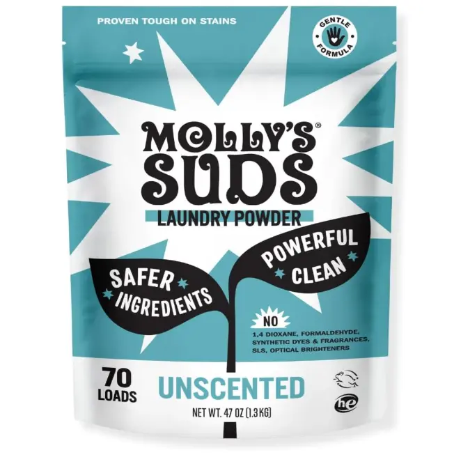 Molly's Suds Original Laundry Detergent Powder | Clean Laundry Detergent Powder for Sensitive Skin | Simple, Effective Ingredients, Stain Fighting | 70 Loads (Unscented)