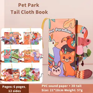 MUSBUY Baby Cloth Books With 3D Tails Tear Resistant Unisex Early Education Cognitive Children Paper Book Toys for Boys & Girls