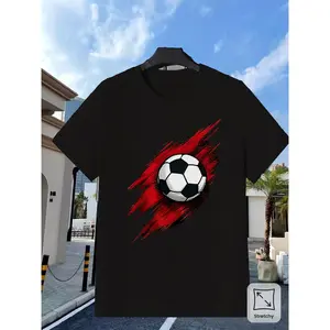 Classic Black White Football Tshirt for Sports Fans Soft Comfortable Round Neck Stretchy Fabric Regular Fit Game Day Christmas Eve Casual Wear Festive Design Everyday Outfits