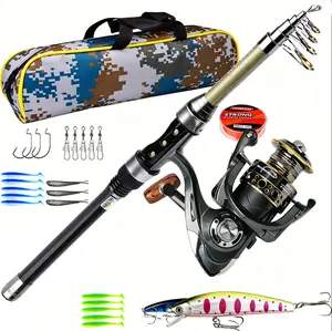 5.9ft Fishing Rod and Reel Combos Carbon Fiber Telescopic Fishing Pole with Reel Combo Sea Saltwater Freshwater Kit Fishing Rod Kit