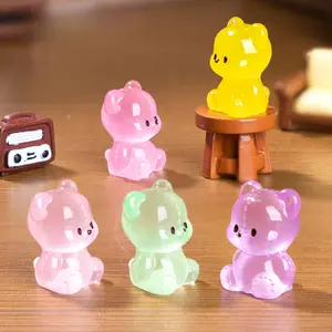 5/10/20Pcs Mini Resin Animals, Mini Resin Teddy Dog Figures Luminous Glow in Dark Tiny Animals To Hide for Garden Landscape Garden Sculptures Statues Aquarium Potted DIY Miniature Decor Christmas Craft Gifts Party Favors Garden Accessories