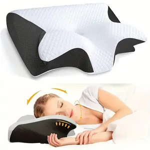 Comfortable Memory Foam Neck Pillow, Ideal for Side, Back, and Stomach Sleepers, Contour Design, Soft and Firm Support, Solid