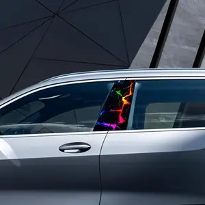 2Pcs - "Neon Rock" Light Luxury Art - Car - B-Pillar Sticker, Automobile Decals - Waterproof - Scratch Resistant - Suitable for All Models Premium Auto Parts, Automotive Accessories and Festive Decorations Suitable for Various Vehicle Decorations