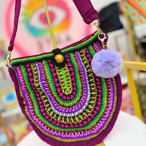 Handmade Crochet Crossbody Bag 12x11” Colorful Boho Purse | Artisan Bag Made with Love | Statement Piece