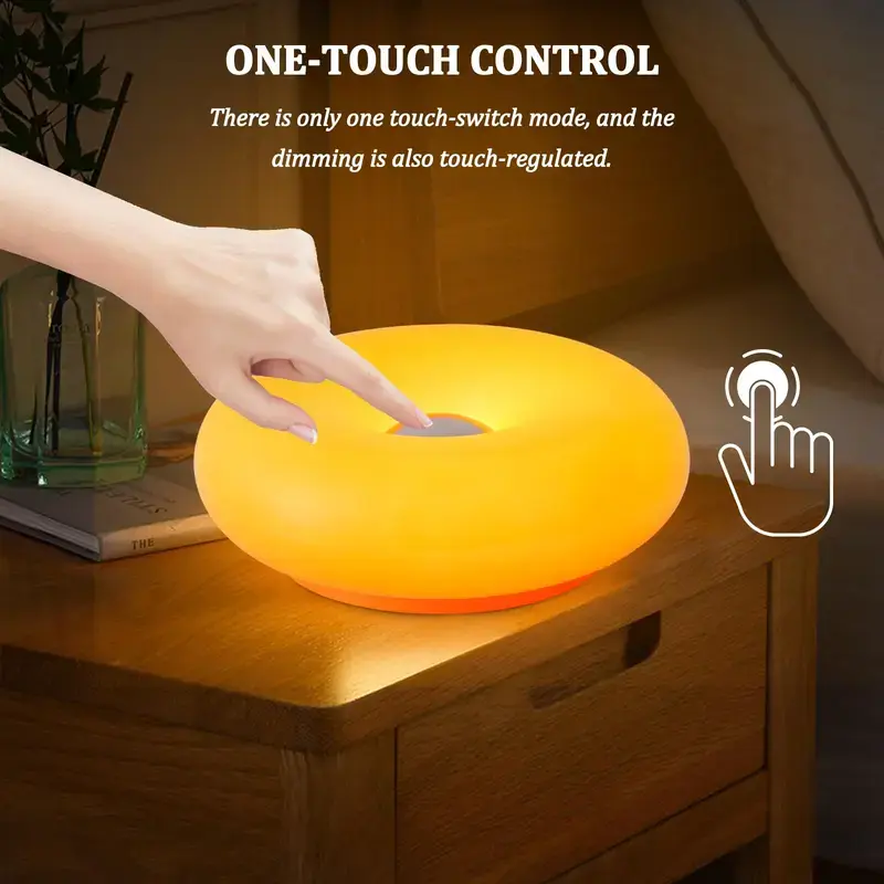 Acrylic Orange Donut Shape LED RGB Plug-in Swing Arm Wall Light - Indoor Warm Retro Modern Home/Festive Decor for Bedroom, Living Room, Creates Cozy Ambient Glow