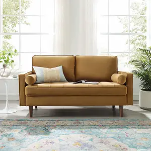 Modway Valour Performance Velvet Loveseat in Cognac