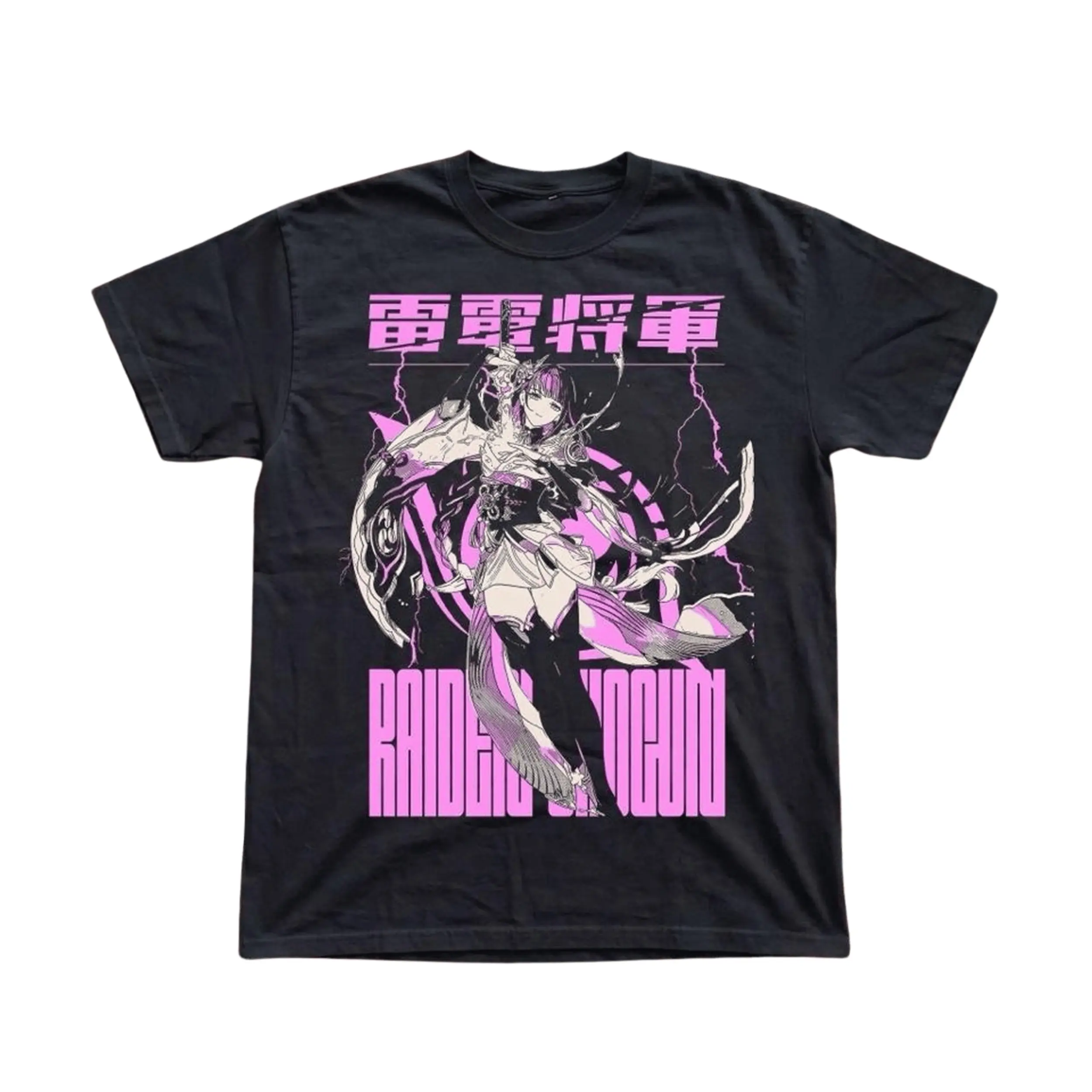Gildan Men's and Women's T-Shirt, Vintage Raiden Shogun Graphic Tee, Genshin Impact T-Shirt, Unisex Gift Gaming Shirt, Gothic Grunge Y2K Emo Scene Amity Affliction Style Clothes Menswear Womenswear Streetwear