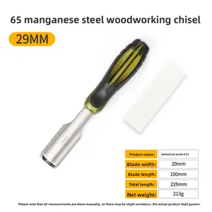 Manganese Steel Blade 29mm Large Semi-Circle Woodworking Chisel, Multi-Functional Wood Carving Tool Set, Handmade Slotting Chisel