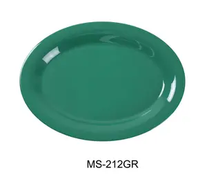 Yanco  Mile Stone Oval Platter - Melamine, Green - 9 x 12 in. - Pack of 12
