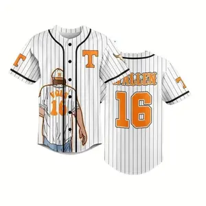 Full Print 16Vols Country Baseball Baseball Jersey Jersey, Vintage Casual Unisex Jersey Shirt for Men & Women, Baseball Jersey for Men and Women, Baseball Jersey Style