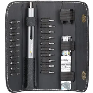 StarTech CTK20PCEDRIVE 20-Bit Cordless Electric Precision Screwdriver - Cordless Tool with LED Light, Portable Magnetic Grip Bit Driver for Device Repairs, Silver, Power Tools Accessories, Wireless Power Tools