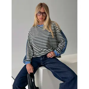 Taysha Long Sleeve Top Black / Grey Stripe