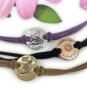 Charming Boho Ankle Bracelet, personalize, choose a design, eco-friendly suede, hand-stamped, friendship, birthday, gift under 20