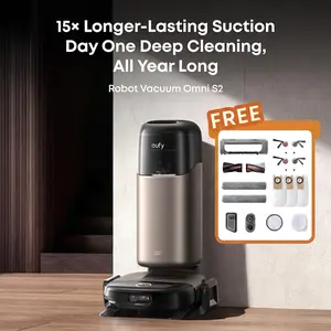 NEW eufy S2 Robot Vacuum Omni and Mop Combo, 30,000 Pa AeroTurbo 2.0 Long-Lasting Suction, HydroJet  2.0 Self‑Cleaning Roller Mop, CleanMind AI Navigation, Fragrance Diffuser, All‑in‑One Station