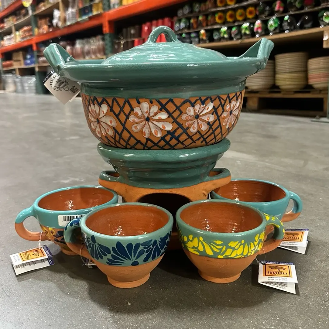 Cazuela Anafre Set -Ceramic Casserole Anafre With Cups Set of 4