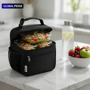 Nurex Insulated Lunch Bag for Kids & Adults – Reusable Waterproof Lunch Box Tote for School, Work, Travel & Picnic, Black
