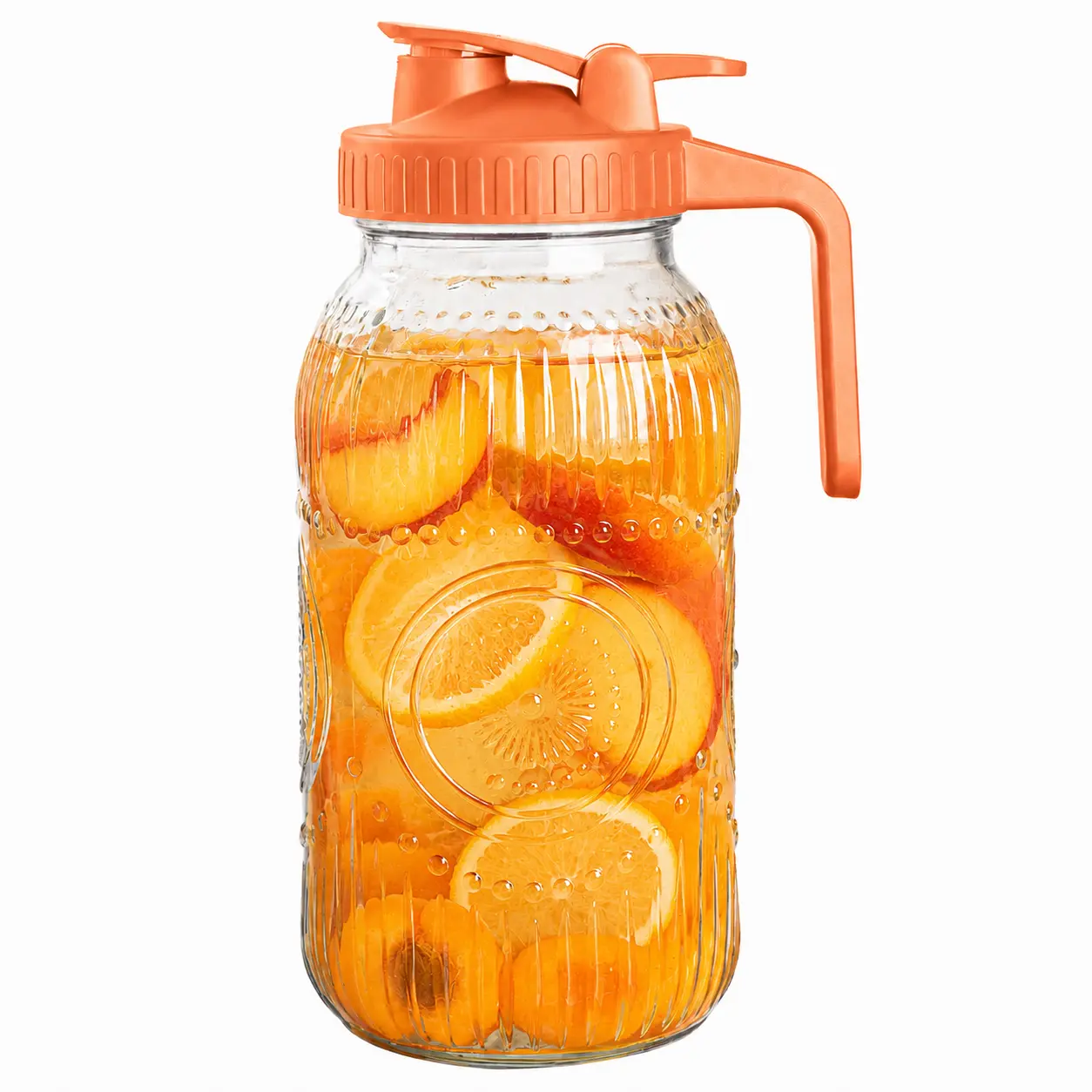 Mason Jar Pitcher Large 64 oz Wide Mouth with Lid - 2 Quart Airtight Glass Jug for Water, Juice, Milk, Tea, Iced Coffee and Drinks, Beverage, Drinkware
