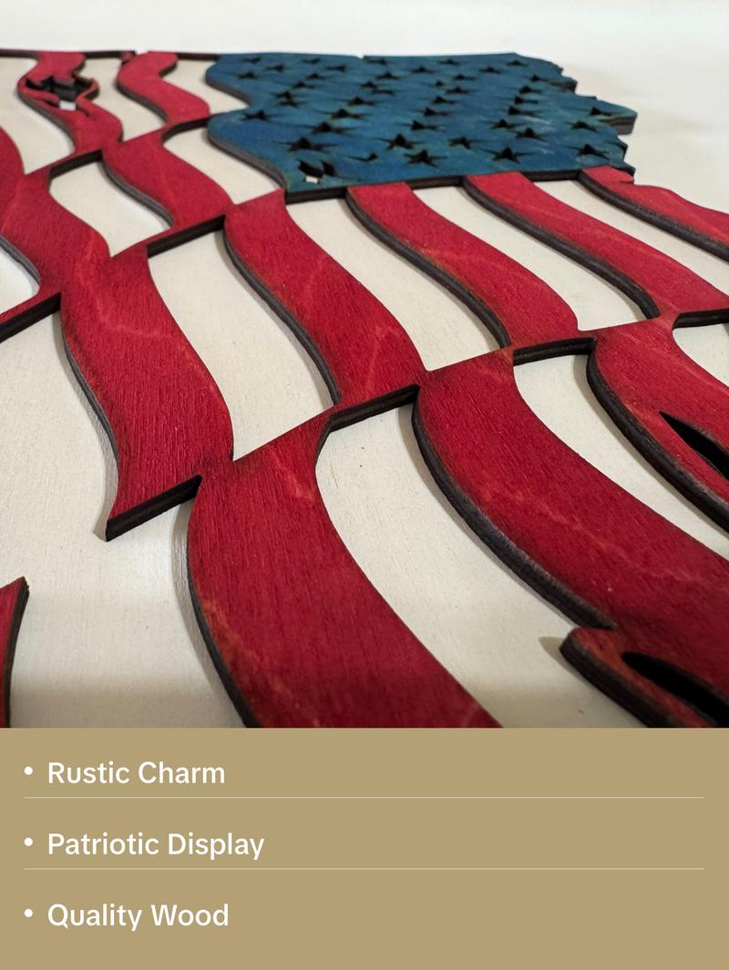 Wooden Tattered American Flag - Multicolor Wooden Flag with Original Design and Style