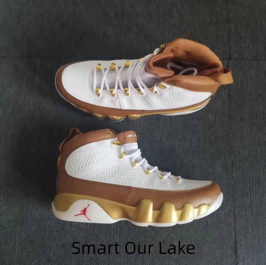 Luxury White & Tan High-Top Sneakers with Gold Accents for Premium Street Style